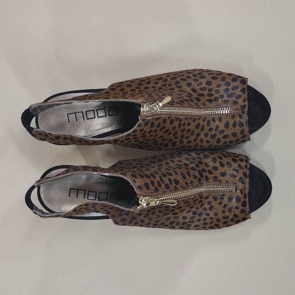 Moda Spana Y2K Animal Leopard Print Women's Peep Toe Pump Heels Shoes - Picture 8 of 8